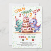 Dinosaurus Party Cake Grappige gezamenlijke broer Kaart (Voorkant)