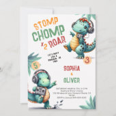 Dinosaurus Party Dance Grappige Gezamenlijke Verja Kaart (Voorkant)