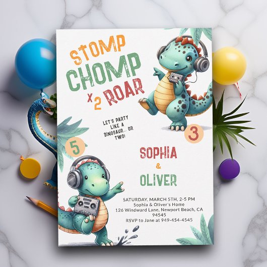 Dinosaurus Party Dance Grappige Gezamenlijke Verja Kaart