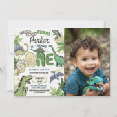 Dinosaurus Party Thema Dinosaurus 1e Verjaardag Kaart (Voorkant)