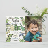 Dinosaurus Party Thema Dinosaurus 1e Verjaardag Kaart (Staand voorkant)