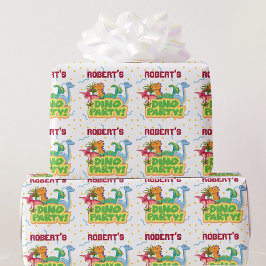 Dinosaurus Party Time Naam toevoegen Jongen jarig Cadeaupapier