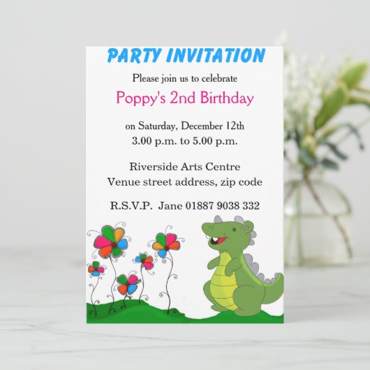 Dinosaurus Party uitnodiging (Staand voorkant)