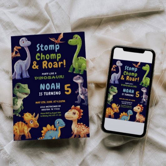 Dinosaurus Party uitnodiging