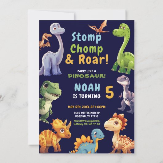 Dinosaurus Party uitnodiging (Voorkant)