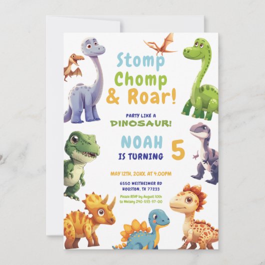 Dinosaurus Party uitnodiging (Voorkant)