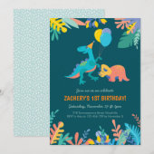 Dinosaurus Party Verjaardag Uitnodiging (Voorkant / Achterkant)