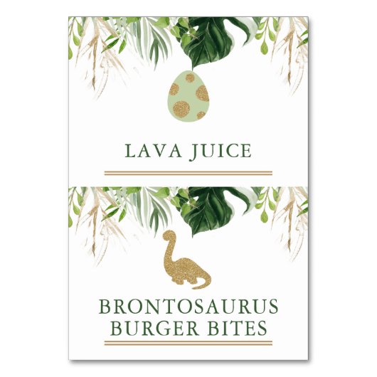 Dinosaurus Party Voedsel Tent Kaarten (Voorkant)