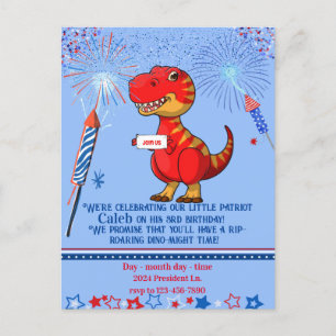 Dinosaurus patriottische verjaardag, briefkaart