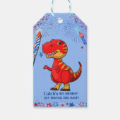 Dinosaurus patriottische verjaardag, cadeaulabel (Voorkant)