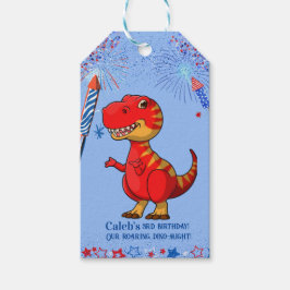Dinosaurus patriottische verjaardag, cadeaulabel