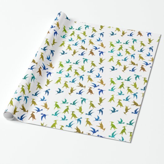 Dinosaurus Patroon Cadeaupapier (Uitgerold)