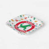 Dinosaurus Patroon T-Rex Jongen 3e Verjaardag Part Papieren Bordje (Gebogen)