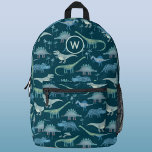Dinosaurus Pattern Monogram Initiaal Gepersonalise Bedrukte Rugzak<br><div class="desc">Allerlei dinosauriërs,  tyrannosaurus rex,  triceratops,  diplodocus,  stegosaurus en spinosaurus voor paleontologen van alle leeftijden. Originele kunst van Nic Squirrell. Wijzig het monogram initiaal om het te personaliseren.</div>