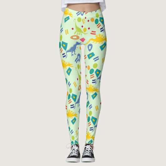 Dinosaurus Patterned Abstract Kleurrijk Leggings (Voorkant)