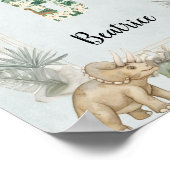 Dinosaurus Persoonlijke Naam Monogram B Kinderkame Poster (Hoek)