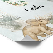 Dinosaurus Persoonlijke Naam Monogram C Kinderkame Poster (Hoek)