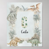 Dinosaurus Persoonlijke Naam Monogram C Kinderkame Poster (Voorkant)