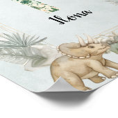 Dinosaurus Persoonlijke Naam Monogram I Kinderkame Poster (Hoek)