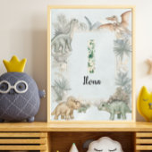 Dinosaurus Persoonlijke Naam Monogram I Kinderkame Poster