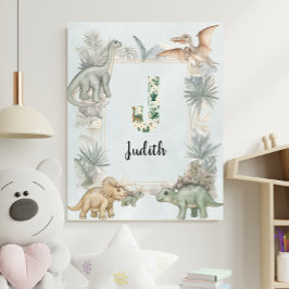 Dinosaurus Persoonlijke Naam Monogram J Kinderkame Poster
