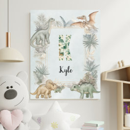 Dinosaurus Persoonlijke Naam Monogram K Kinderkame Poster