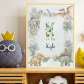Dinosaurus Persoonlijke Naam Monogram K Kinderkame Poster