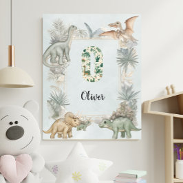 Dinosaurus Persoonlijke Naam Monogram O Kinderkame Poster