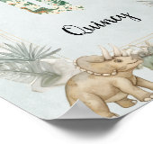 Dinosaurus Persoonlijke Naam Monogram Q Kinderkame Poster (Hoek)