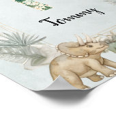 Dinosaurus Persoonlijke Naam Monogram T Kinderkame Poster (Hoek)