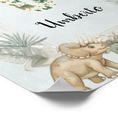 Dinosaurus Persoonlijke Naam Monogram U Kinderkame Poster (Hoek)