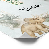 Dinosaurus Persoonlijke Naam Monogram V Kinderkame Poster (Hoek)