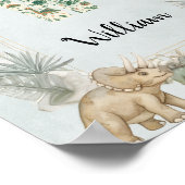 Dinosaurus Persoonlijke Naam Monogram W Kinderkame Poster (Hoek)