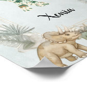 Dinosaurus Persoonlijke Naam Monogram X Kinderkame Poster (Hoek)
