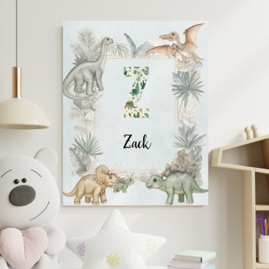 Dinosaurus Persoonlijke Naam Monogram Z Kinderkame Poster
