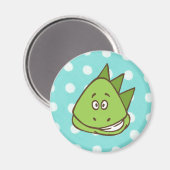Dinosaurus Polka Dot Magnet (in blauw en groen) (Voorkant / Achterkant)
