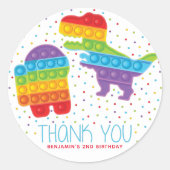 Dinosaurus Pop It Boy Verjaardag Ronde Sticker (Voorkant)