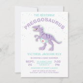 Dinosaurus Preggosaurus Baby Shower Uitnodiging vo (Voorkant)