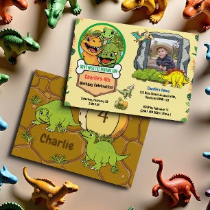 Dinosaurus Prehistorische Cartoon Foto Verjaardags Kaart