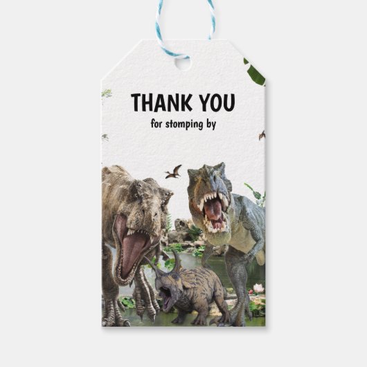 Dinosaurus Printable verjaardagsfeest, Dino Party Cadeaulabel (Voorkant)