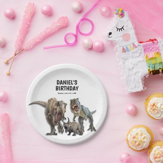 Dinosaurus Printable verjaardagsfeest, Dino Party Papieren Bordje (Feest)