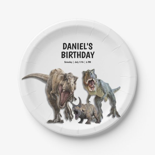 Dinosaurus Printable verjaardagsfeest, Dino Party Papieren Bordje (Voorkant)