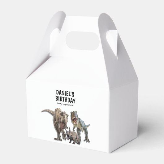 Dinosaurus Printable verjaardagsfeest, T rex Verja Bedankdoosjes (Voorkant Zijde)