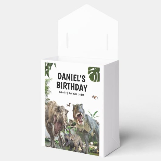 Dinosaurus Printable verjaardagsfeest, T rex Verja Bedankdoosjes (Geopend)