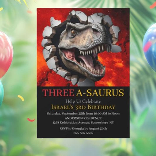 Dinosaurus printbare verjaardag kaart