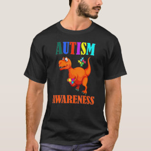Dinosaurus Puzzelstuk Autisme Bewustzijn Jongens T-shirt