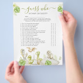 Dinosaurus 'Raad Wie' Baby Shower Spel Flyer (Hand)