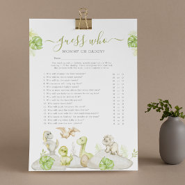 Dinosaurus 'Raad Wie' Baby Shower Spel Flyer