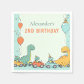 Dinosaurus raceauto 2e verjaardag servet (Voorkant)