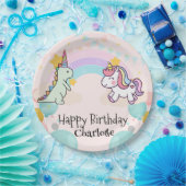 Dinosaurus Rainbow Eenhoorn gradiënt verjaardagsfe Papieren Bordje (Feest)